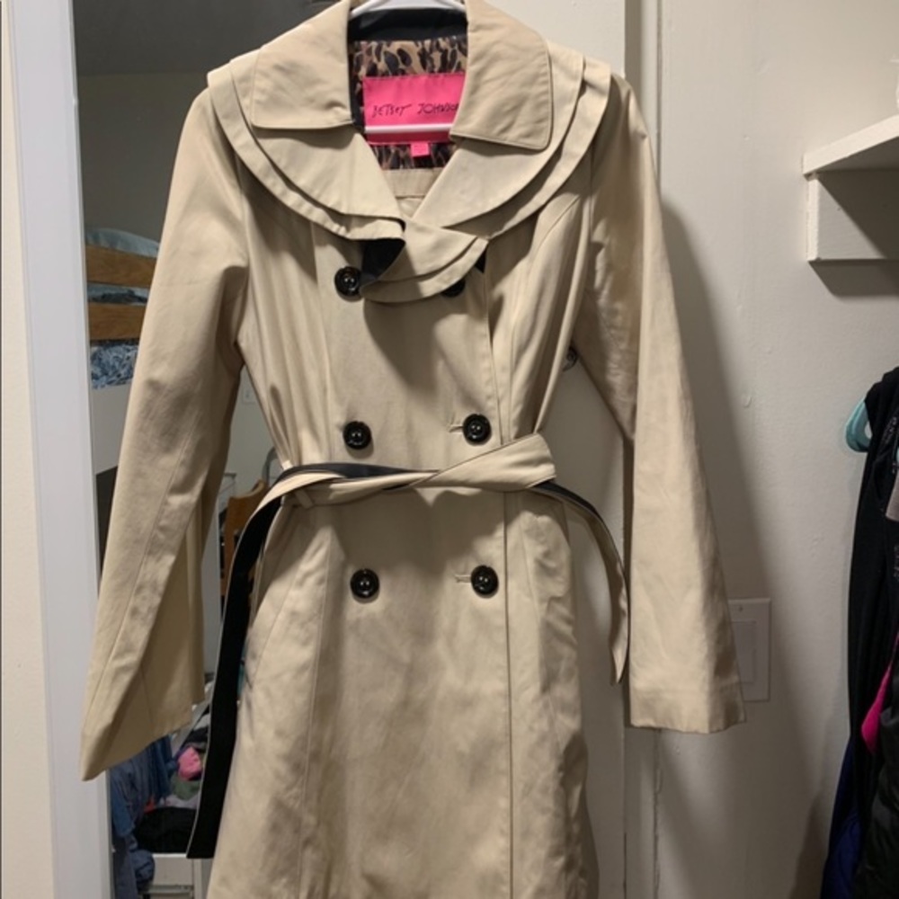 Betsey Johnson Ruffle Trench Coat, XS